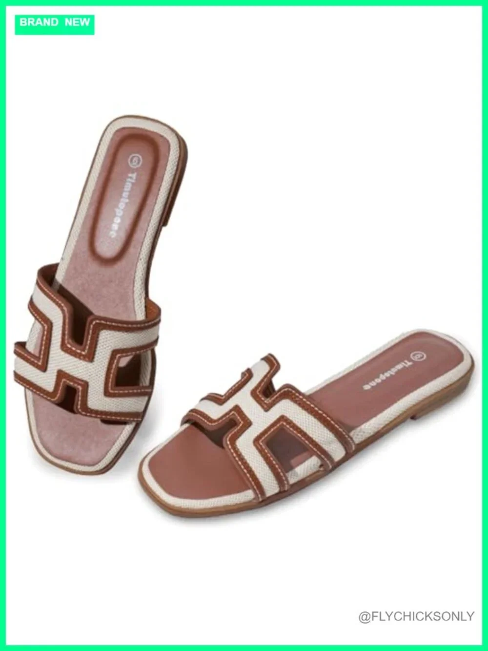Flat H Slide Sandals Women Dressy Lightweight Comfortable Casual Slip-On